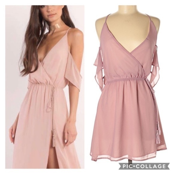 NWOT Tobi Rhythm Rose Cold Shoulder Mini Dress - Picture 1 of 10